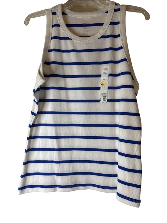 Sonoma Tops - Sonoma White & Royal Blue Striped Tank Top, NWT Sz XXL